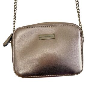 Rose Gold Metallic Crossbody Bag Small Chain Strap Mini Purse